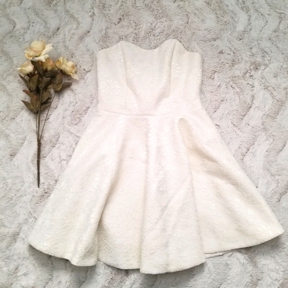 TopShop White Ivory Lace Cream Sleeveless A Line Bustier Dress Size 6 - Picture 1 of 13